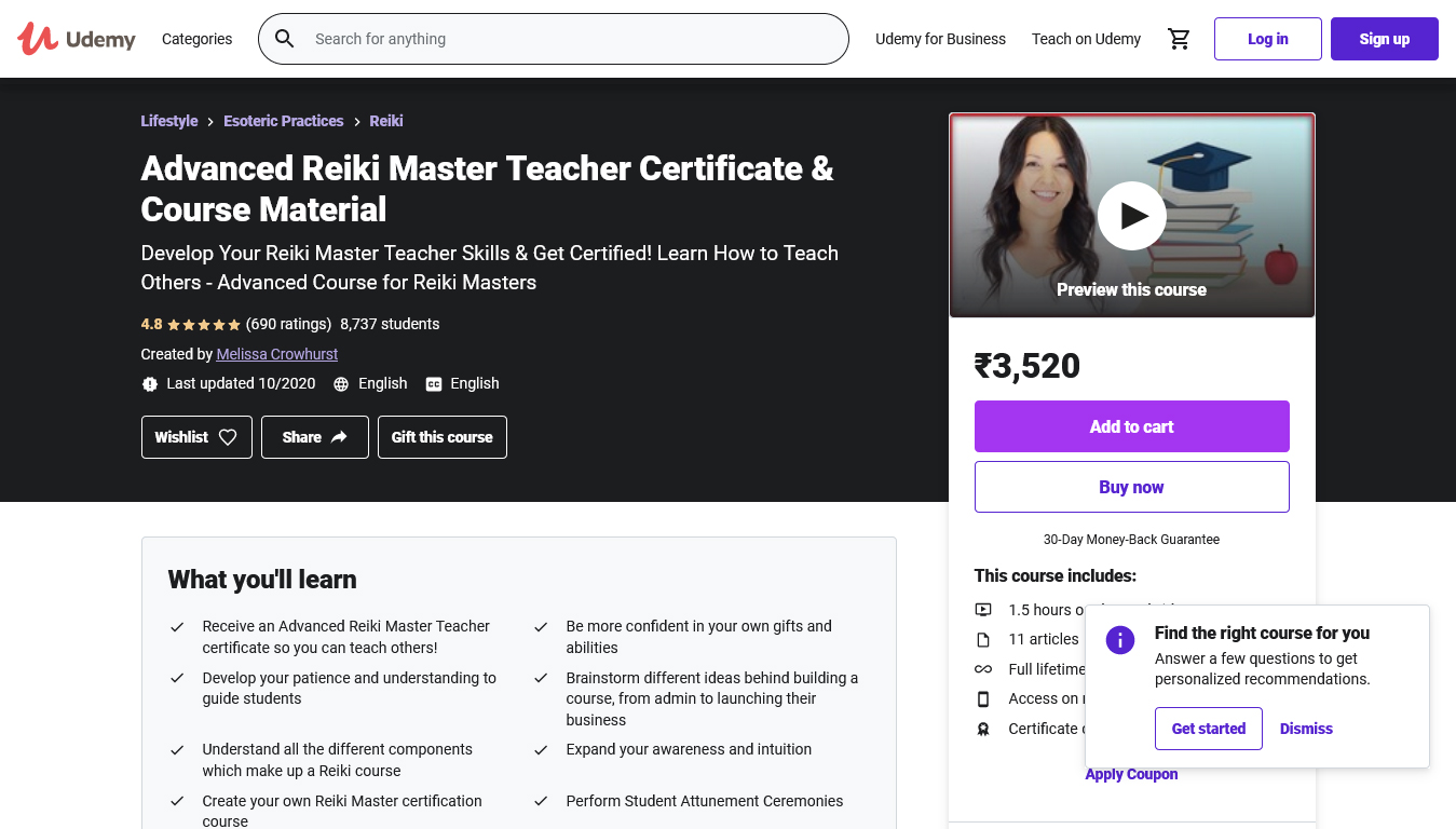 Advanced Reiki Master Teacher Certificate and Course Material