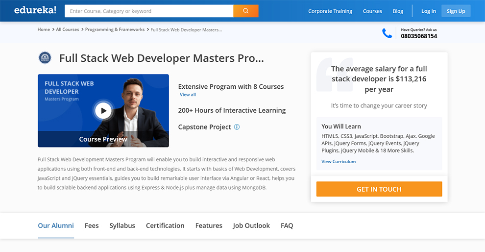Full Stack Web Developer Master's Program
