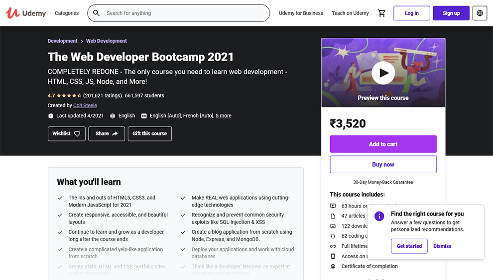 The Web Developer Bootcamp 2021