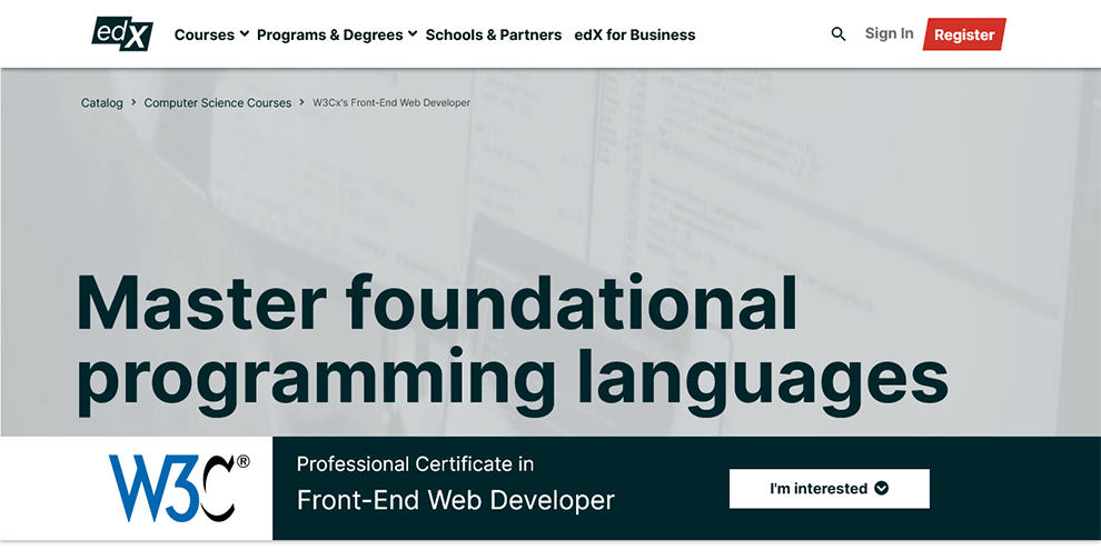 Professional Certificate in Front End Web Developer