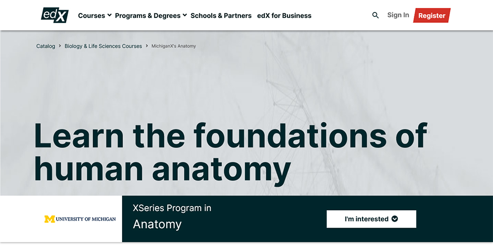 XSeries Program in Anatomy By Michigan University