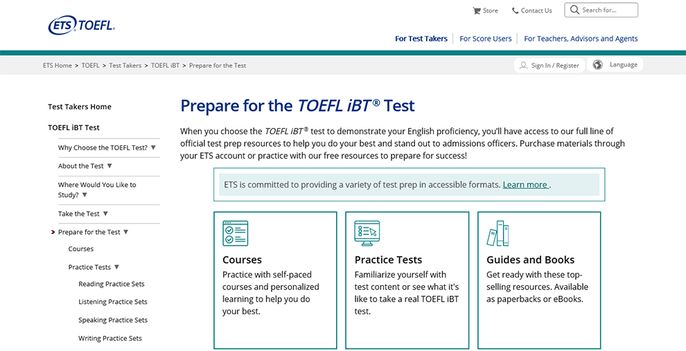 Prepare for the TOEFL iBT® Test