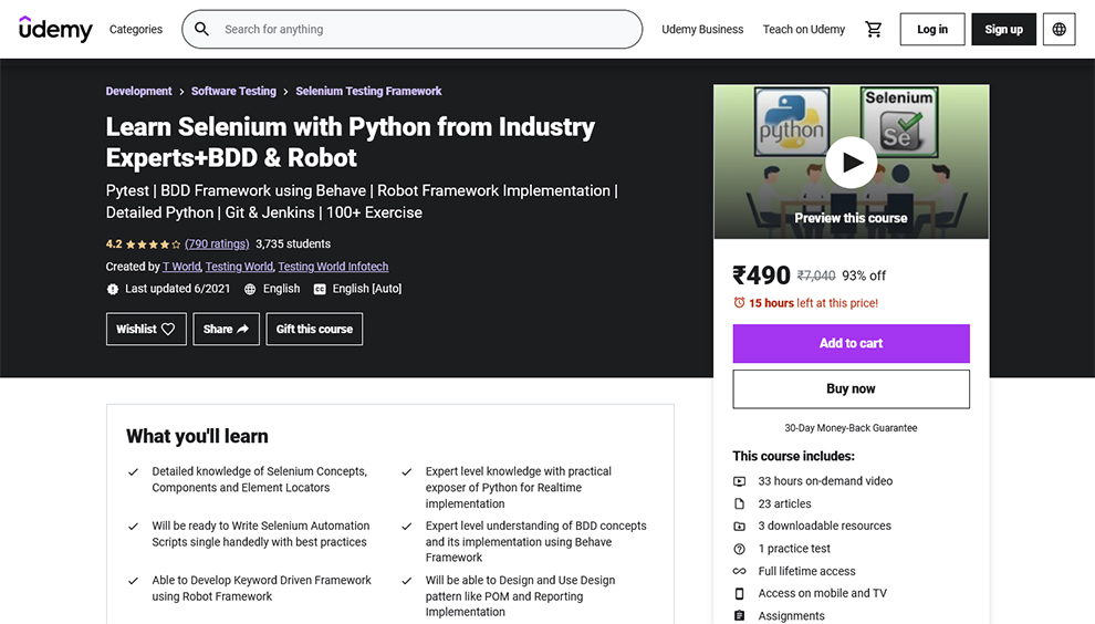 Learn Selenium with Python from Industry Experts+BDD & Robot
