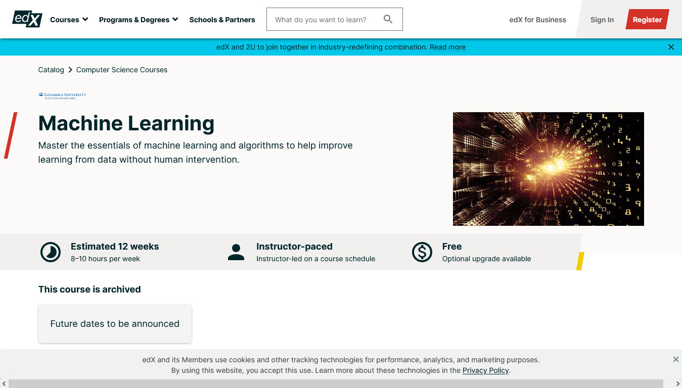 Machine Learning – Offered by Columbia University