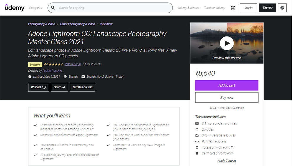 Adobe Lightroom CC: Landscape Photography Master Class 2021