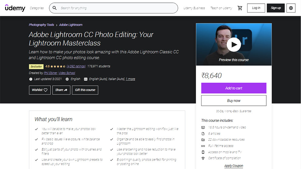Adobe Lightroom CC Photo Editing: Your Lightroom Masterclass
