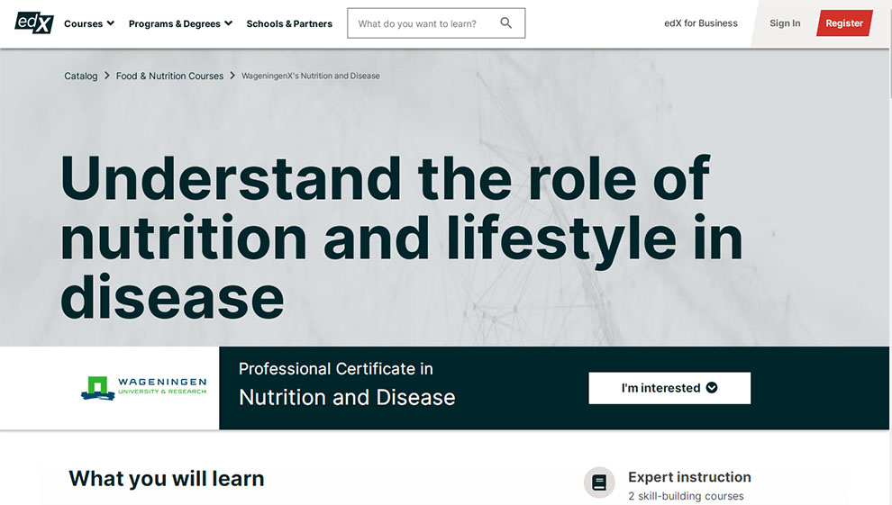 Nutrition and Disease – By Wageningen University of Research – [edX]