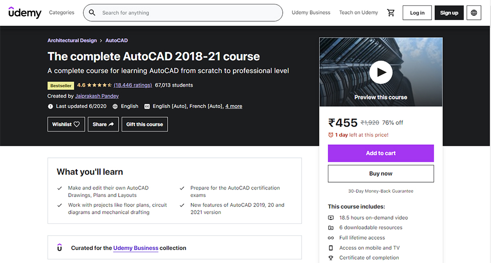 The complete AutoCAD 2018-21 course