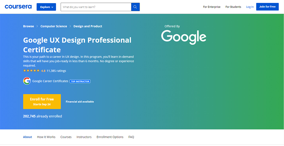 Google UX Design Professional Certificate by Google