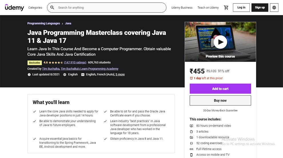 Java Programming Masterclass covering Java 11 & Java 17