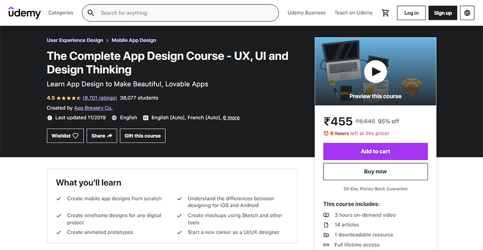 The Complete App Design Course – UX, UI and Design Thinking