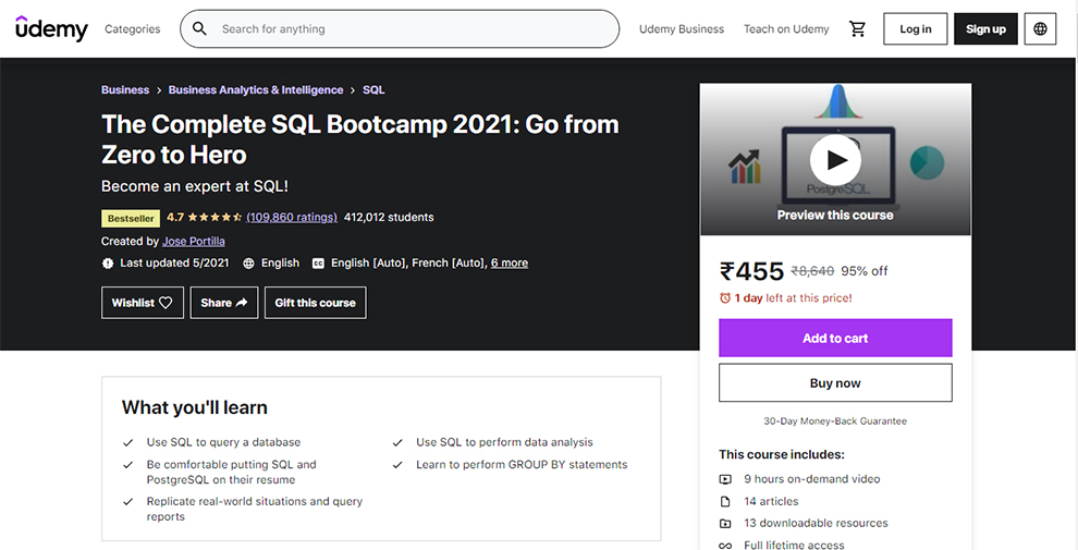 The Complete SQL Bootcamp 2021: Go from Zero to Hero