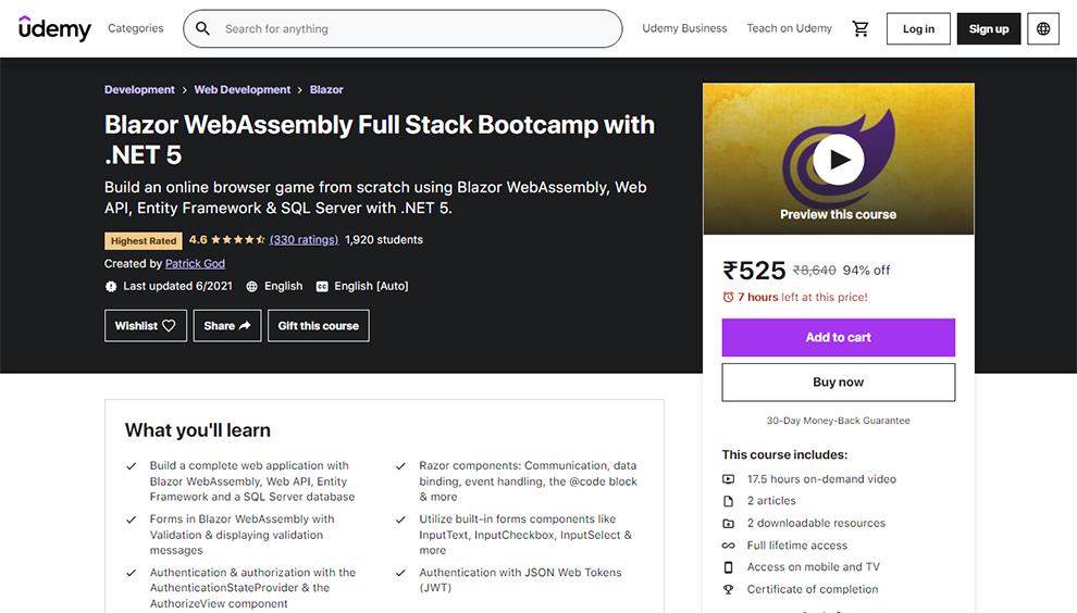 Blazor Web Assembly Full Stack Bootcamp with .NET 5