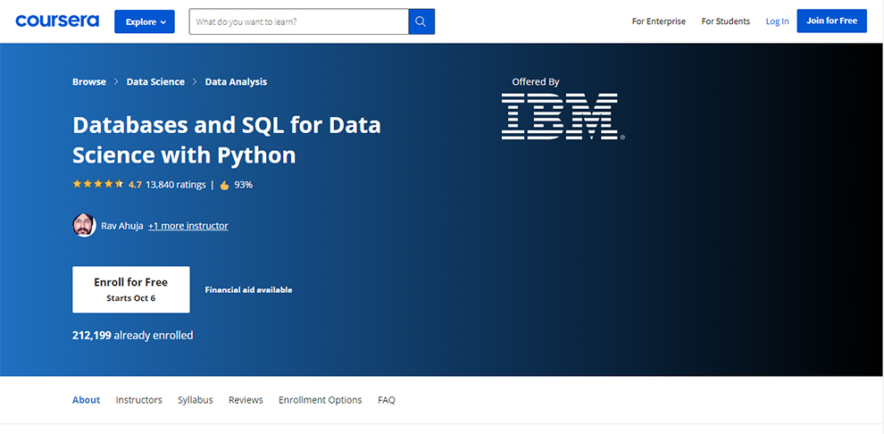 Databases and SQL for Data Science with Python by IBM
