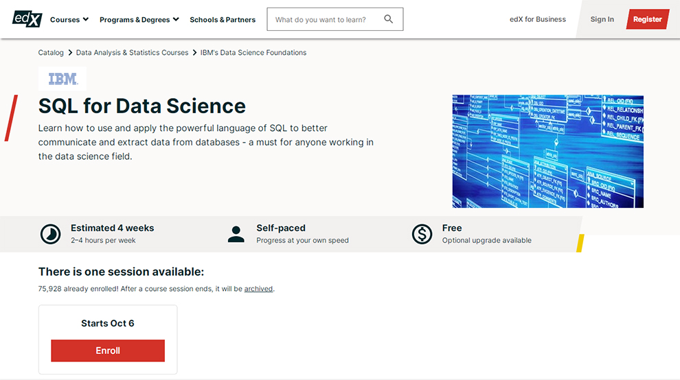 edX SQL for Data Science Course by IBM