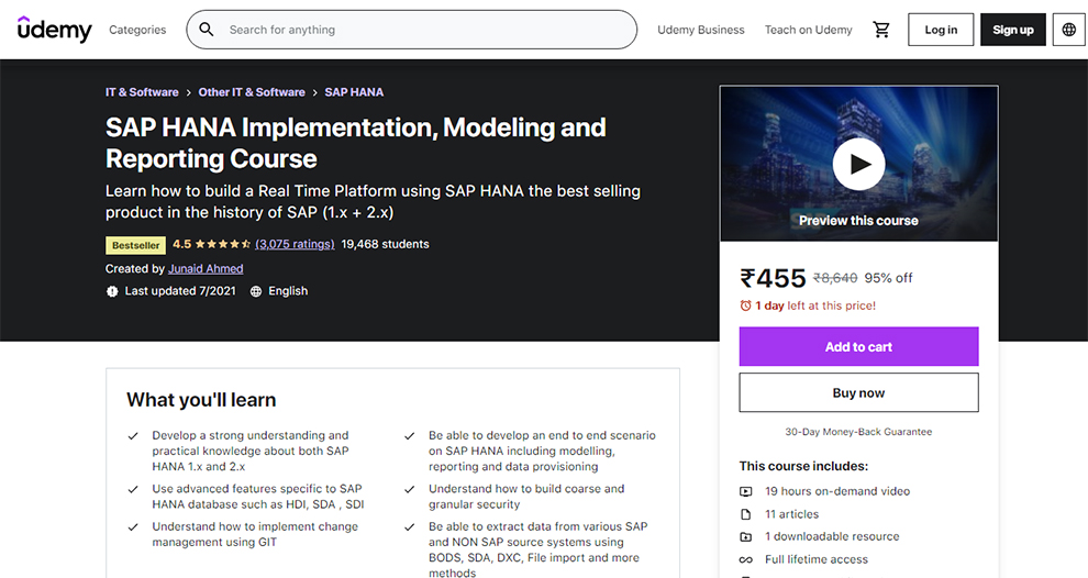SAP HANA Implementation, Modeling and Reporting Course