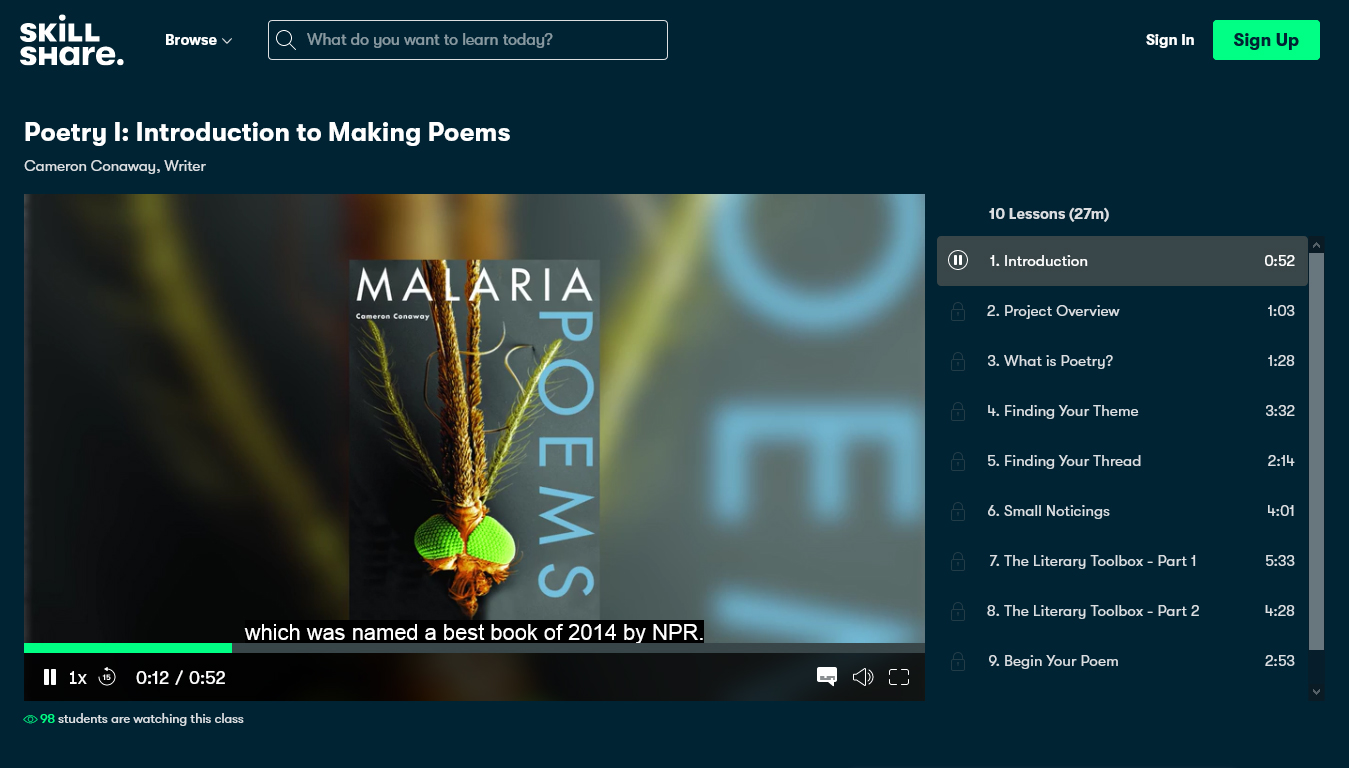Poetry I: Introduction to Making Poems