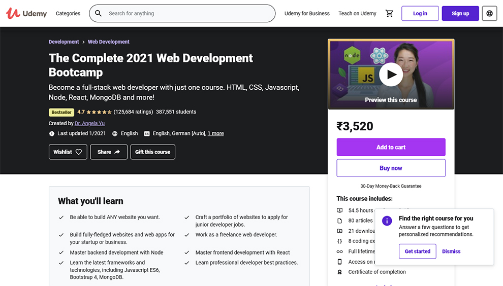 The Complete 2021 Web Development Bootcamp
