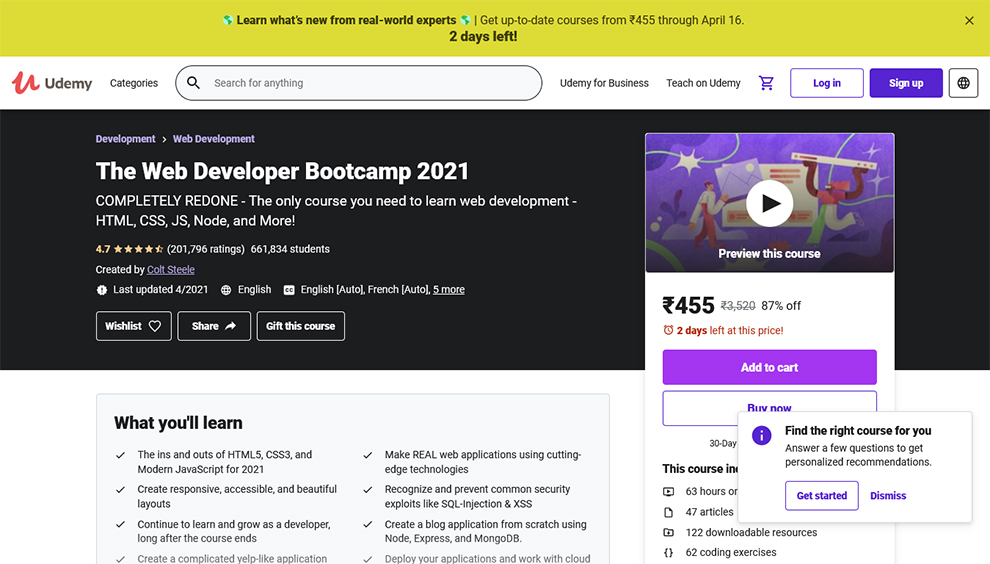 The Web Developer Bootcamp 2021