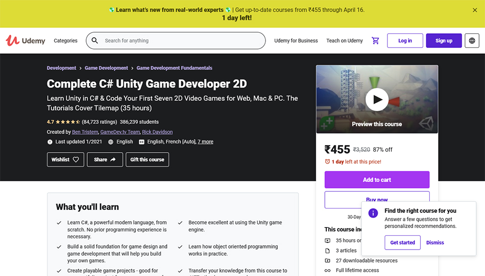 Complete C# Unity Game Developer 2D