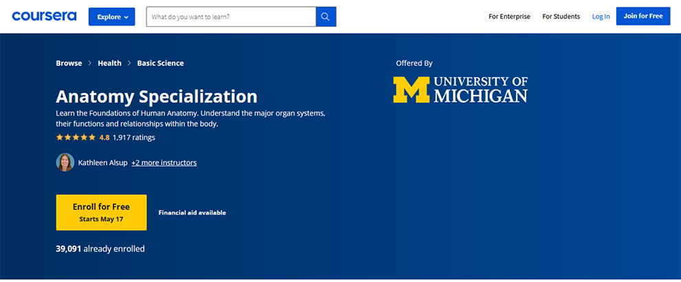 Anatomy Specialization By University of Michigan