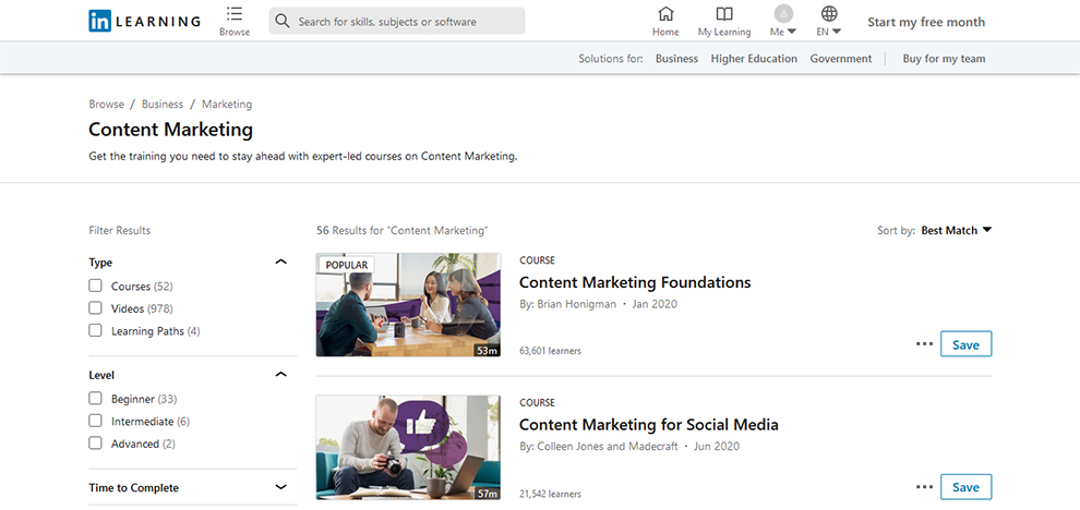 Digital Marketing Courses on LinkedIn