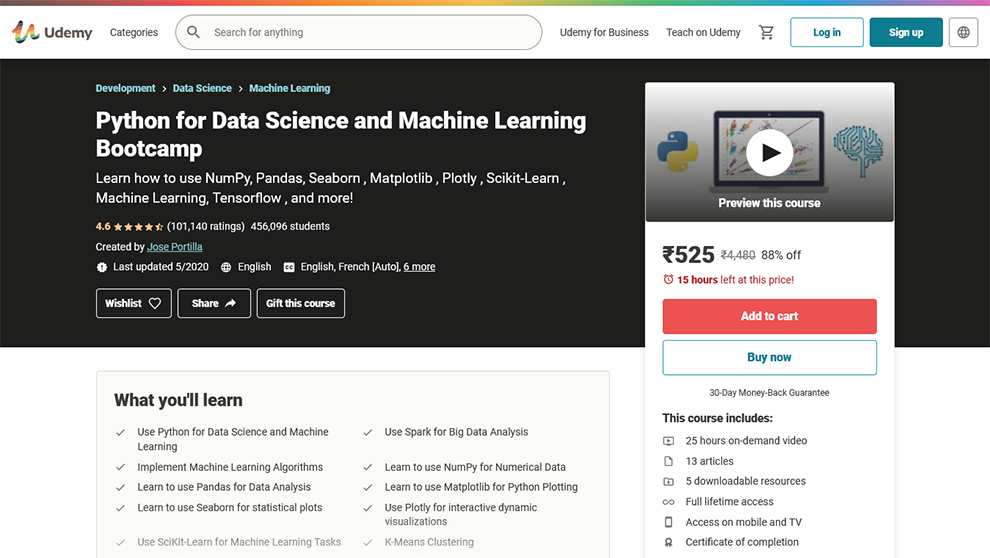 Python for Data Science and Machine Learning Bootcamp