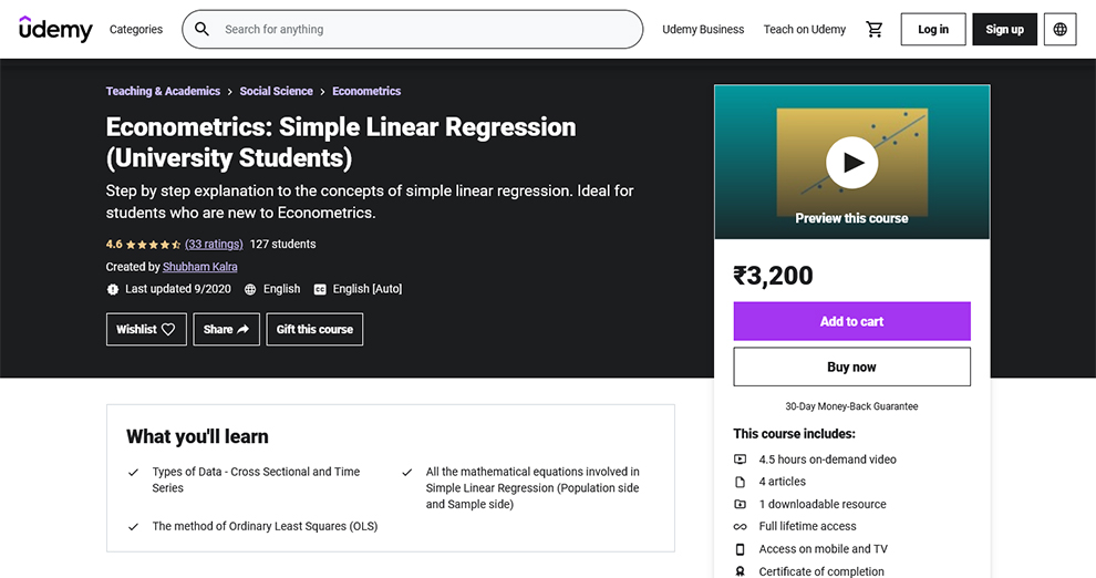 Econometrics: Simple Linear Regression