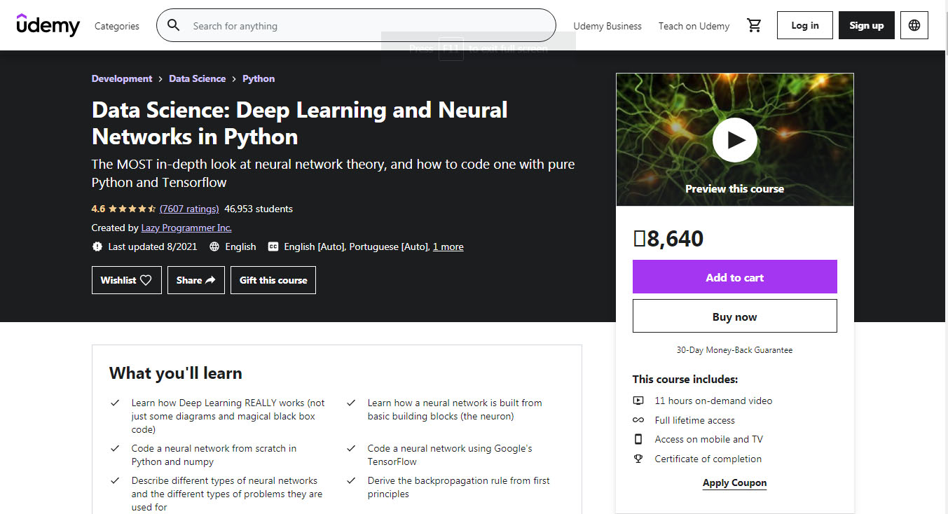 Deep Learning and Neural Networks in Python
