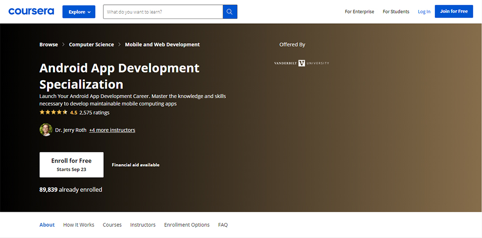 Android App Development Specialization by Vanderbilt University