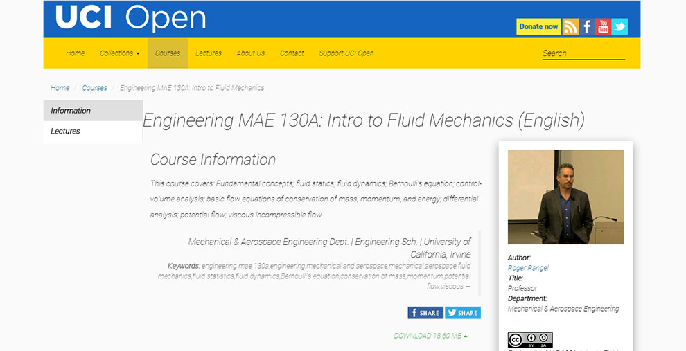 Engineering MAE 130A: Intro to Fluid Mechanics – by University of California, Irvine