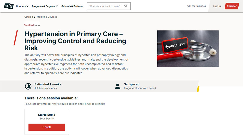 Hypertension in Primary Care – Improving Control and Reducing Risk – by Stanford Online – [edX]