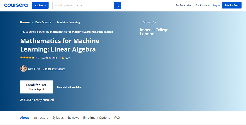 Mathematics for Machine Learning: Linear Algebra