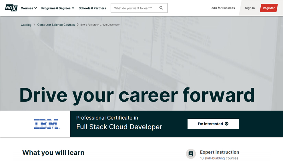 Professional Certificate in Full Stack Cloud Developer