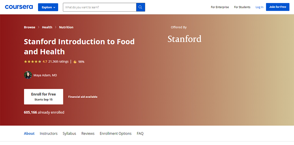 Stanford Introduction to Food and Health