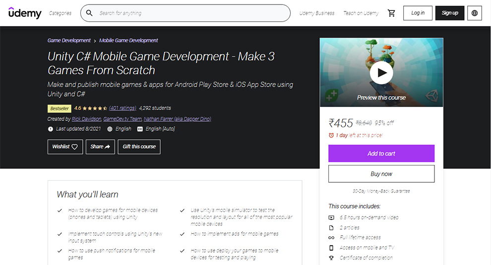 Unity C# Mobile Game Development - Make 3 Games From Scratch