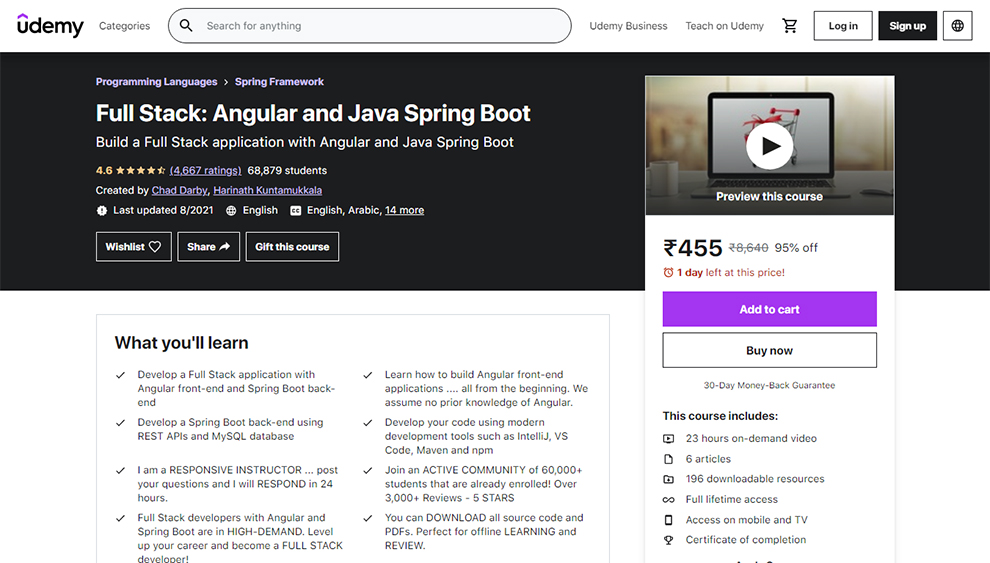 Full Stack: Angular and Java Spring Boot