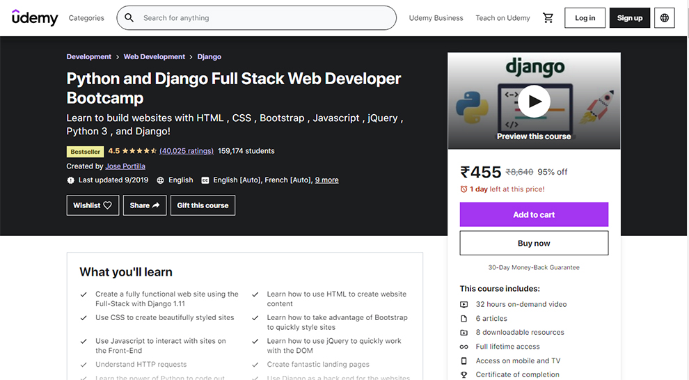 Python and Django Full Stack Web Developer Bootcamp