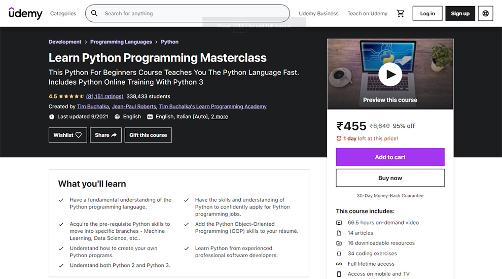 Learn Python Programming Masterclass