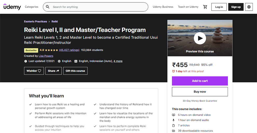 Reiki Level I, II and Master/Teacher Program