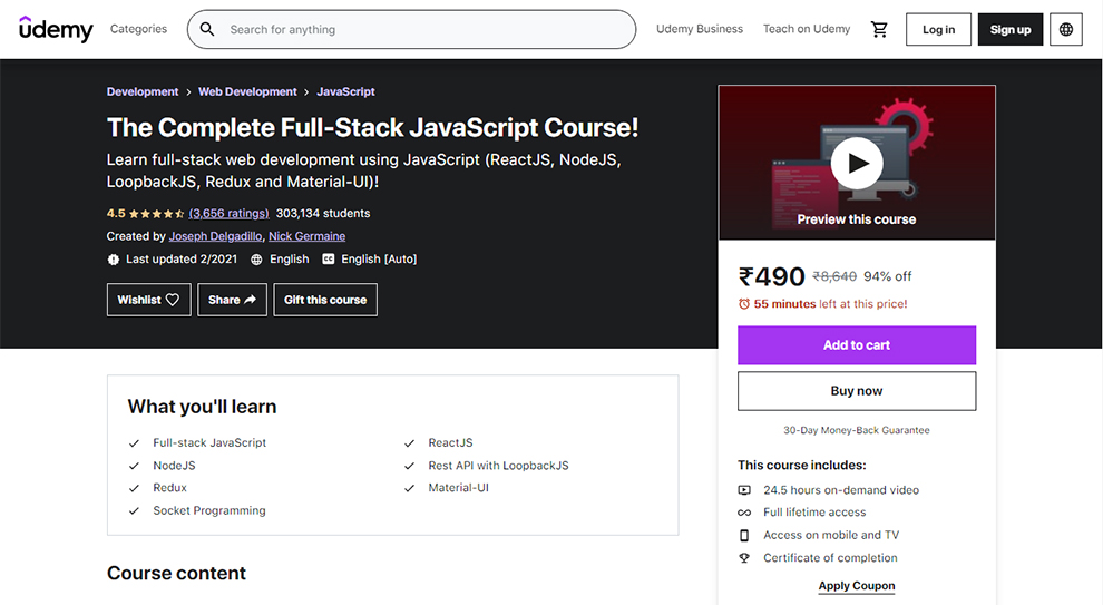 The Complete Full-Stack JavaScript Course