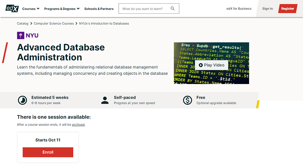 Advanced Database Administration by NYU