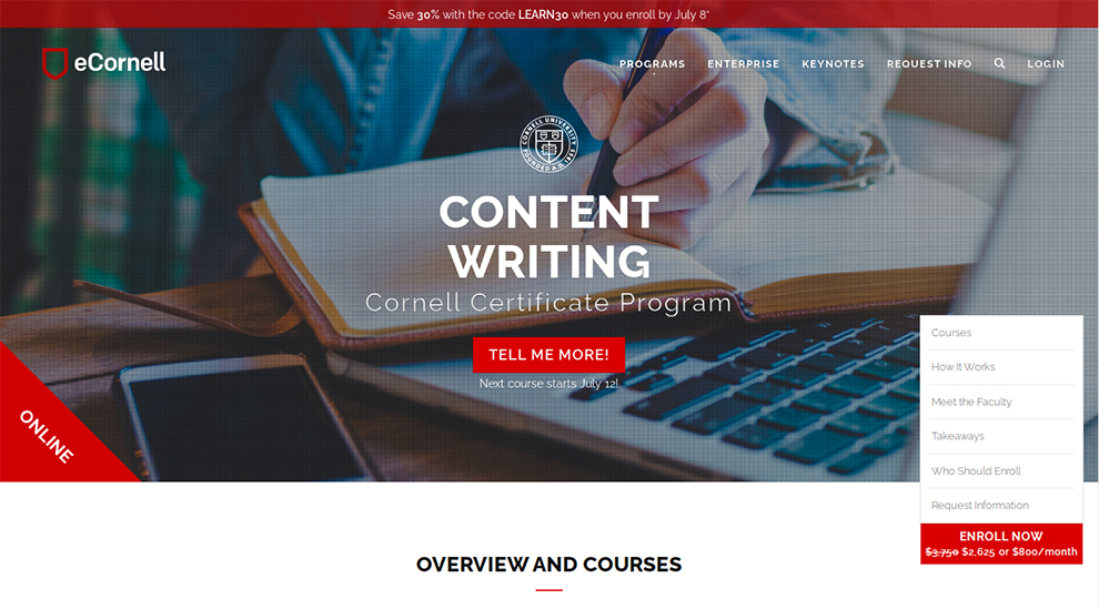 Content Writing Cornell Certificate Program