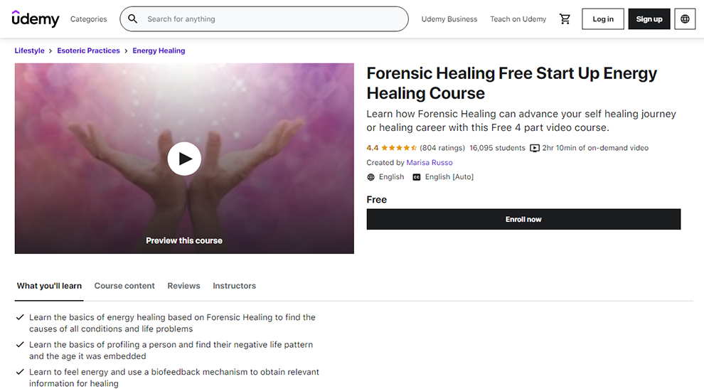 Forensic Healing Free Start up Energy Healing Course
