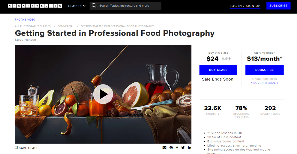 Getting Started in Professional Food Photography