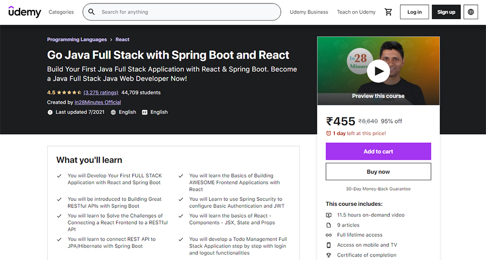 Go Java Full Stack with Spring Boot and React