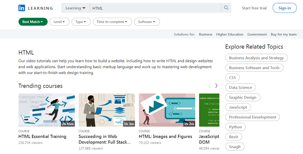 HTML – [LinkedIn Learning]