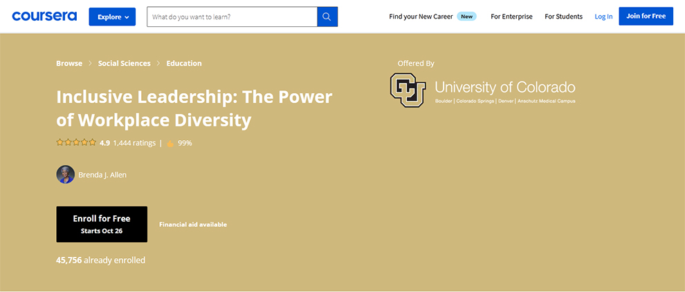 Inclusive Leadership : The Power of Workplace Diversity by University of Colorado