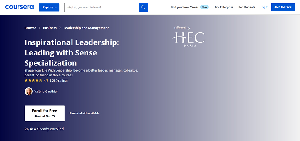 Inspirational Leadership: Leading with Sense Specialization by HEC Paris