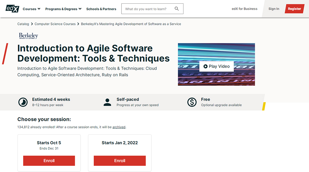 Introduction to Agile Software Development: Tools & Techniques – by University of California, Berkeley